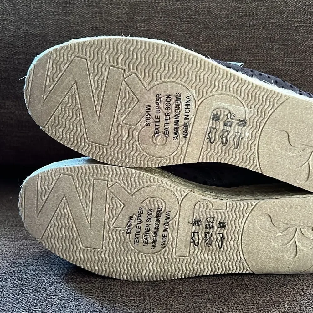 New Joy & Mario Polka Dot Mesh Espadrille Size 6.5W in Black